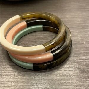 New Plunder 3 Acrylic Tortoise Shell Bangle Bracelet Set